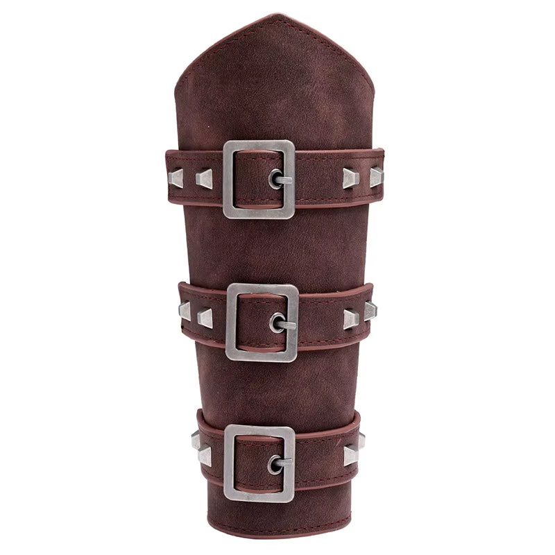 2Pcs Medieval Cosplay PU Leather Armor Arm Warmer Lace-Up Men Viking Pirate Knight Gauntlet Wristband Bracer Steampunk Accessory