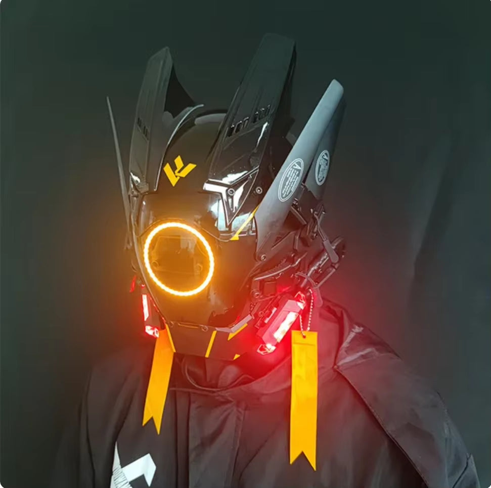 Cyberpunk Mask Led Hair Festival Halloween Christmas Cosplay Helmet Party Gift for Adults