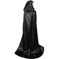 Halloween Cloak Soft Unisex Hooded Black Robe Witch Long Cape Cosplay Costume Prop Party Performance Supplies Holiday Decoration