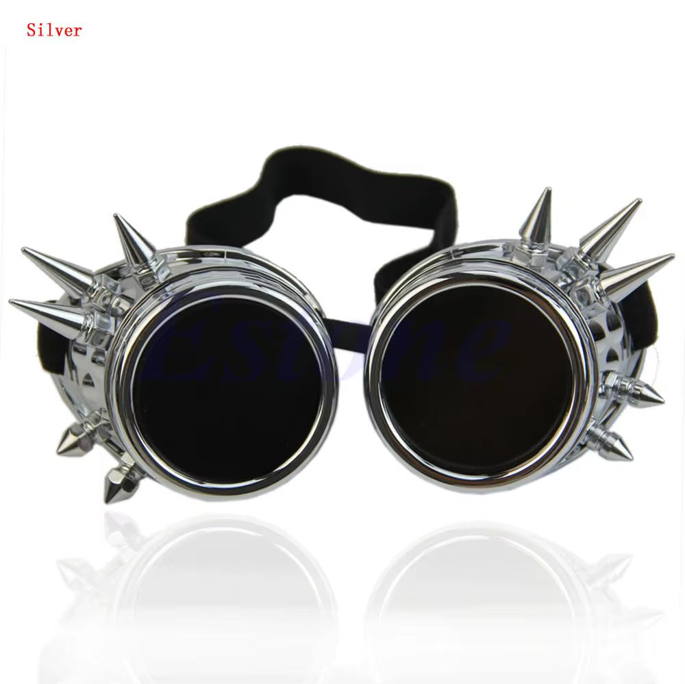 2023 Halloween Welding round Goggle Steampunk Cyber Goth Sunglasses Rivet Spiked Goggles Cosplay Antique Victorian
