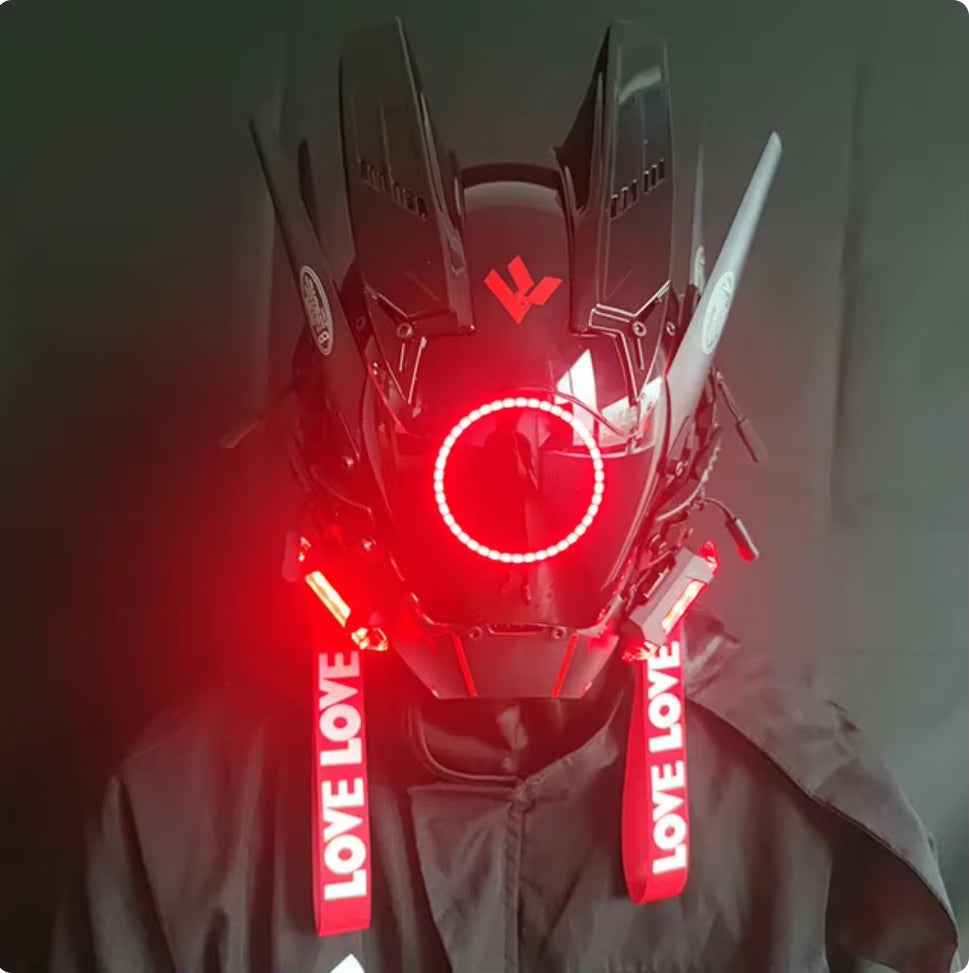Cyberpunk Mask Led Hair Festival Halloween Christmas Cosplay Helmet Party Gift for Adults
