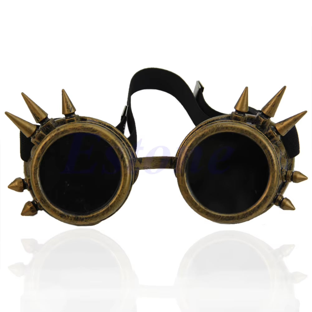 2023 Halloween Welding round Goggle Steampunk Cyber Goth Sunglasses Rivet Spiked Goggles Cosplay Antique Victorian