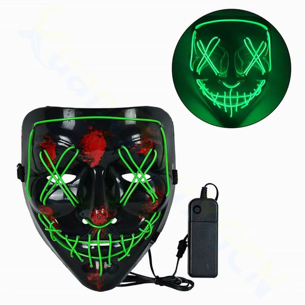 Cosmask Halloween Neon Mask Led Mask Masque Masquerade Party Masks Light Glow in the Dark Funny Masks Cosplay Costume Supplies