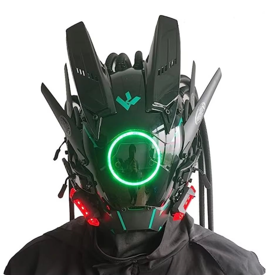 Cyberpunk Mask Led Hair Festival Halloween Christmas Cosplay Helmet Party Gift for Adults