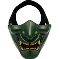 Bullsgetin Airsoft Half Face Mask - Evil Demon Monster Kabuki Samurai Hannya Oni Masquerade Ball, Party, Halloween, Cs War Game