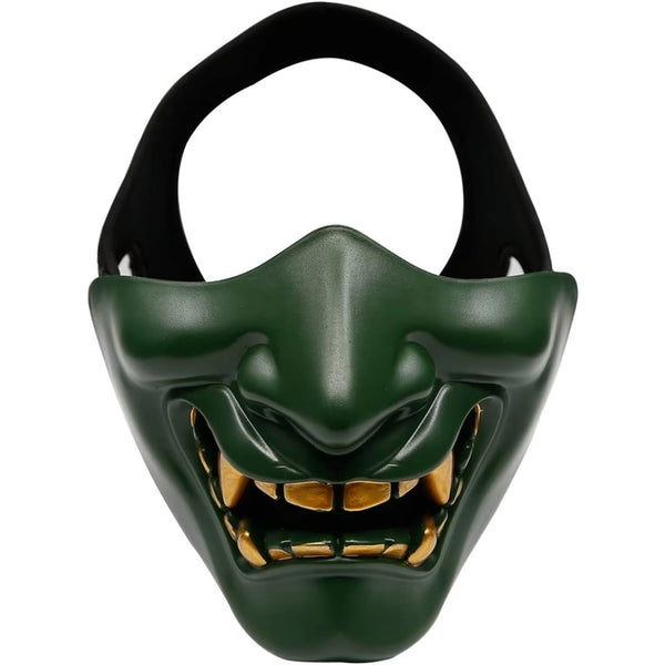 Bullsgetin Airsoft Half Face Mask - Evil Demon Monster Kabuki Samurai Hannya Oni Masquerade Ball, Party, Halloween, Cs War Game