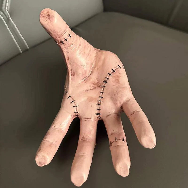 Wednesday Thing Hand Figurine Addams Ornament Latex Sculpture Family Home Decoration Desktop Craft Decoration Halloween Toy Prop