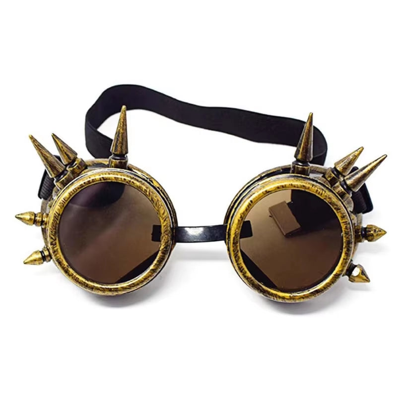 2023 Halloween Welding round Goggle Steampunk Cyber Goth Sunglasses Rivet Spiked Goggles Cosplay Antique Victorian