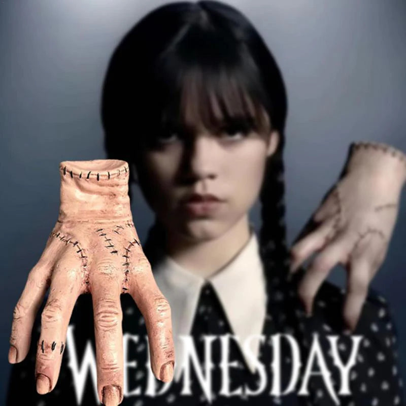 Wednesday Thing Hand Figurine Addams Ornament Latex Sculpture Family Home Decoration Desktop Craft Decoration Halloween Toy Prop