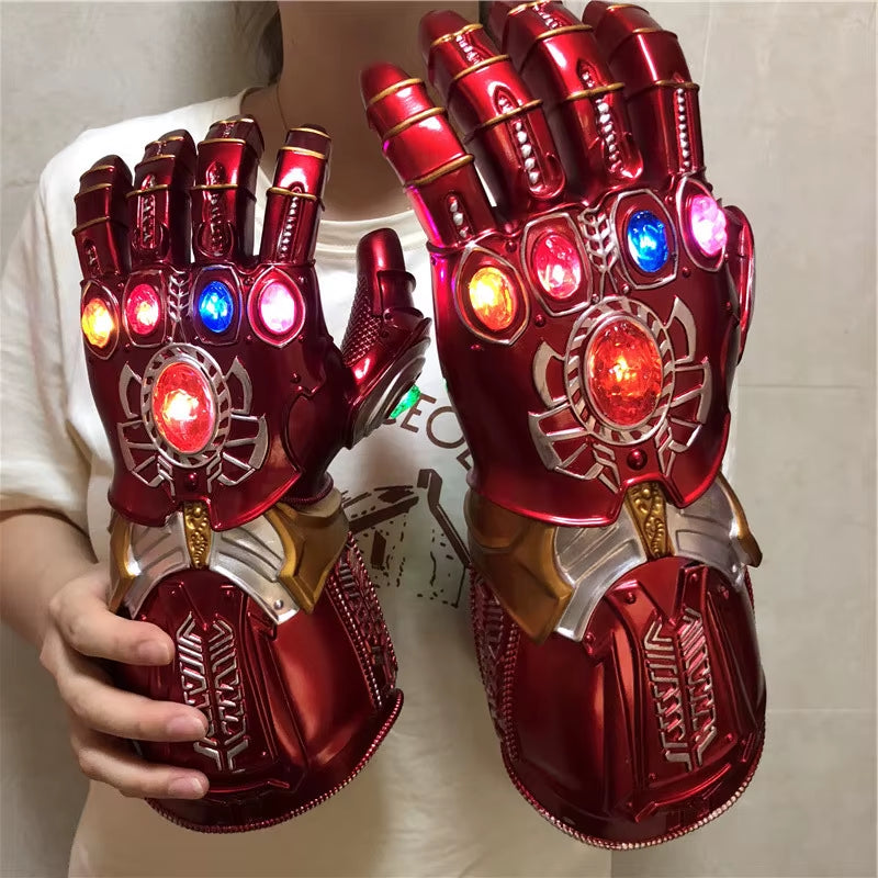Avengers Super Heroes Weapen 1:1 Iron Man Gauntlet Thanos Glove LED Light Cosplay Gloves Halloween Movie Cosplay Prop