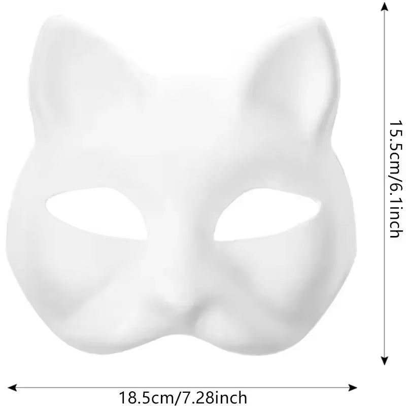 5-50Pcs Cat Fox Mask Halloween Blank Mask Costume for Kids Adults for Holiday Party Role Playing Accessories