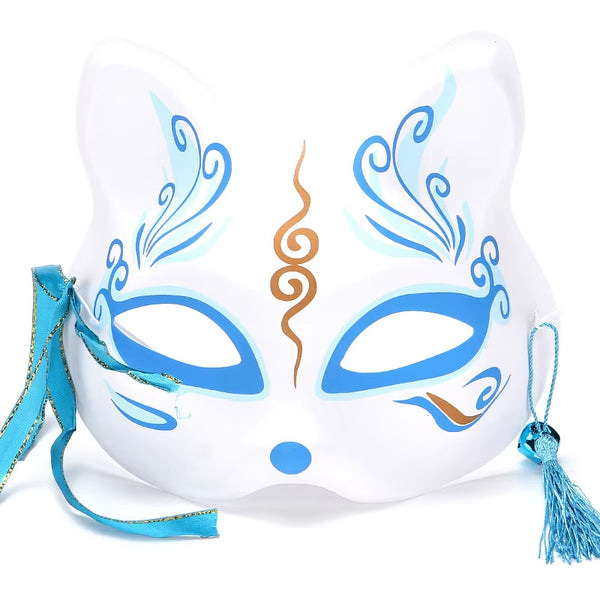 Anime Foxes Mask Japanese Cosplay Rave Hand-Painted Cartoon Demon Slayer Half Face Cat Masks Masquerade Festival Party Props