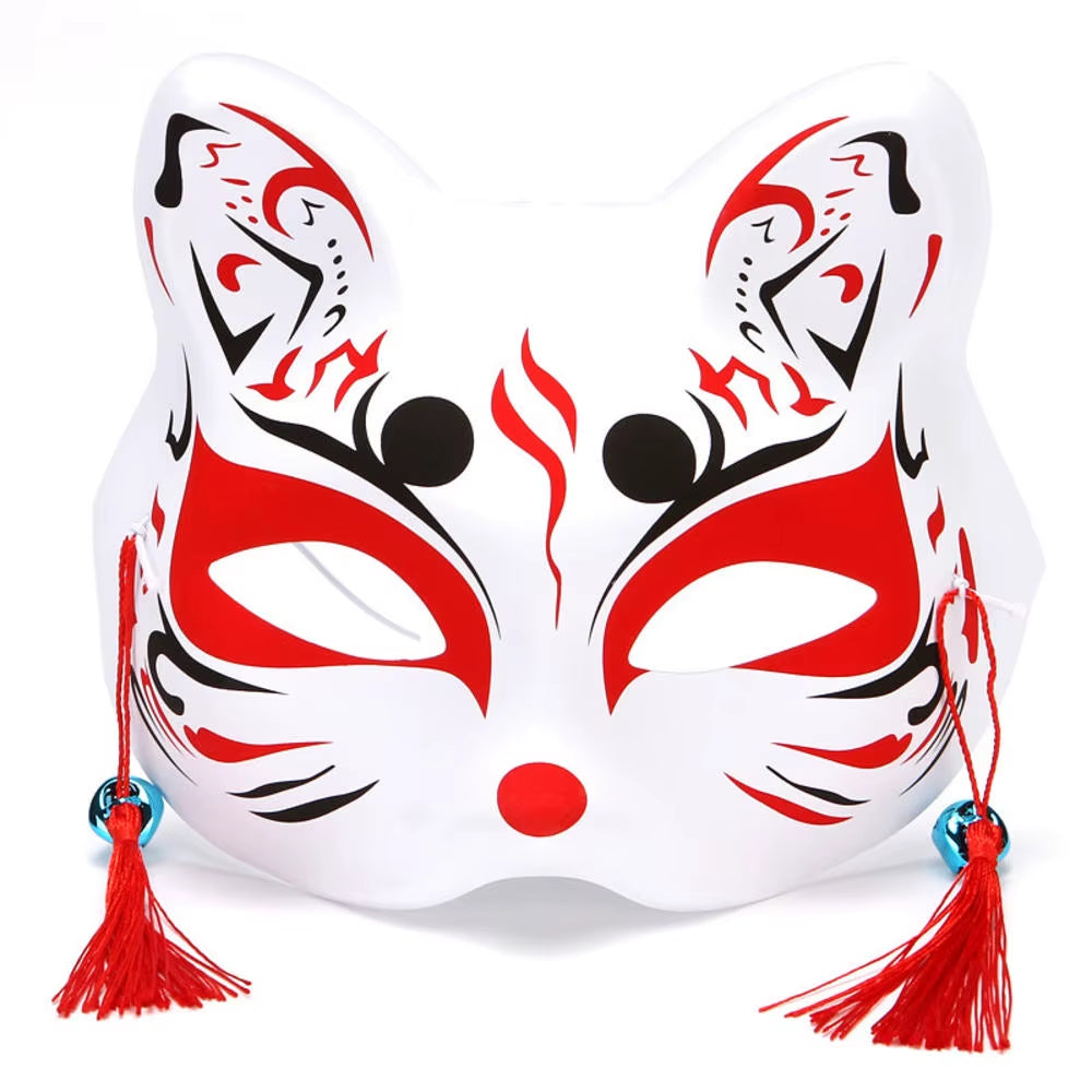 Anime Foxes Mask Japanese Cosplay Rave Hand-Painted Cartoon Demon Slayer Half Face Cat Masks Masquerade Festival Party Props