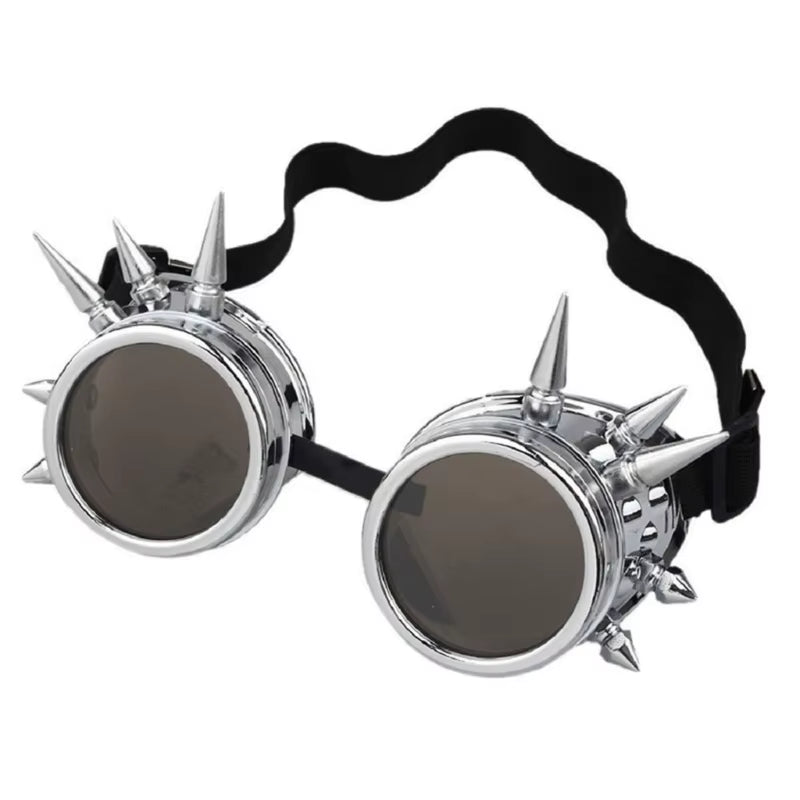 2023 Halloween Welding round Goggle Steampunk Cyber Goth Sunglasses Rivet Spiked Goggles Cosplay Antique Victorian