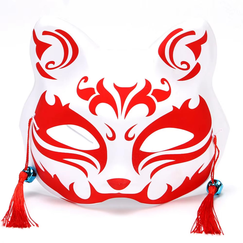 Anime Foxes Mask Japanese Cosplay Rave Hand-Painted Cartoon Demon Slayer Half Face Cat Masks Masquerade Festival Party Props