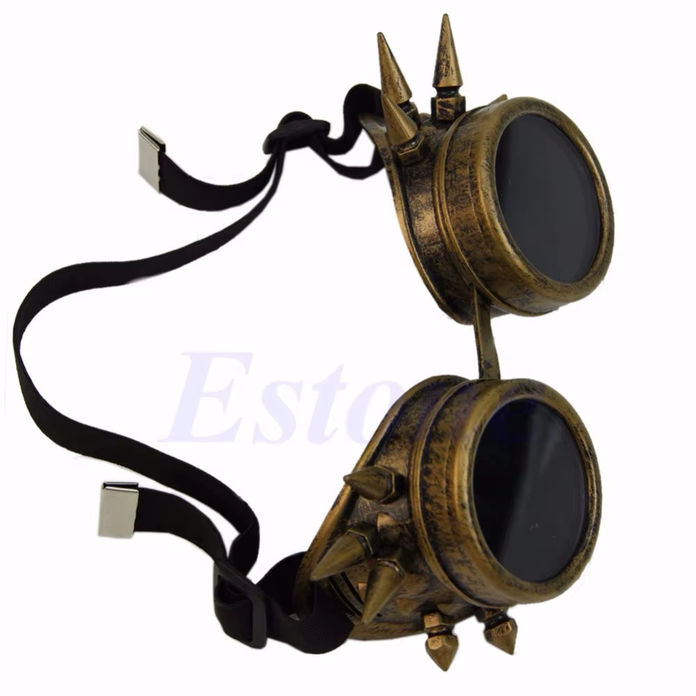 2023 Halloween Welding round Goggle Steampunk Cyber Goth Sunglasses Rivet Spiked Goggles Cosplay Antique Victorian