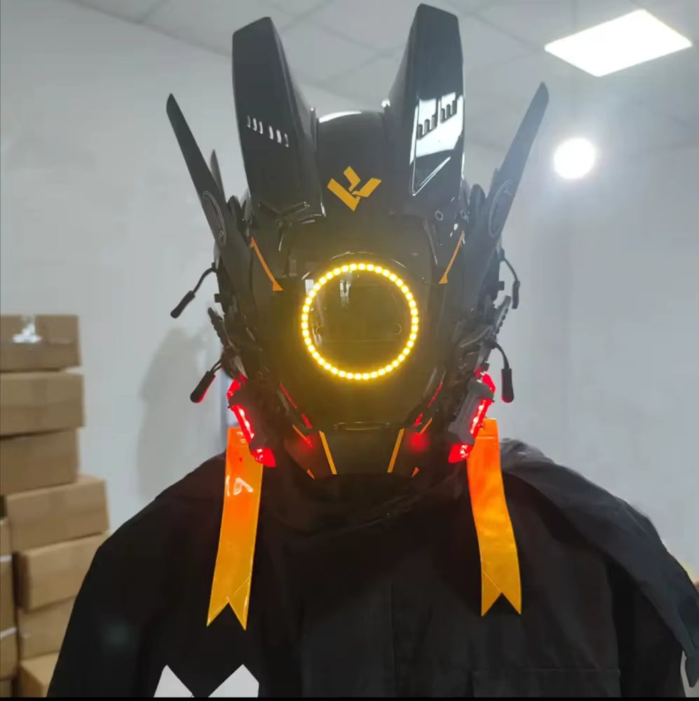 Cyberpunk Mask Led Hair Festival Halloween Christmas Cosplay Helmet Party Gift for Adults