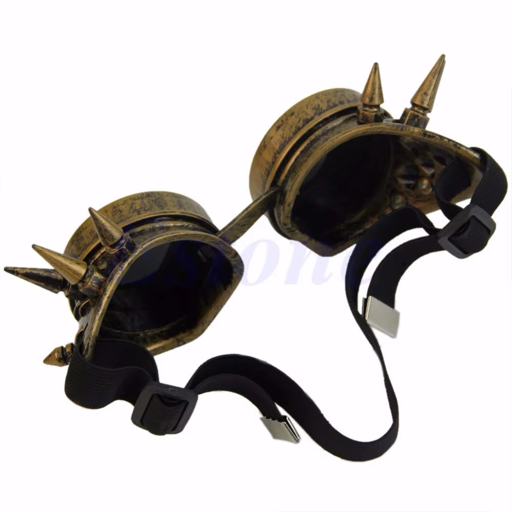 2023 Halloween Welding round Goggle Steampunk Cyber Goth Sunglasses Rivet Spiked Goggles Cosplay Antique Victorian